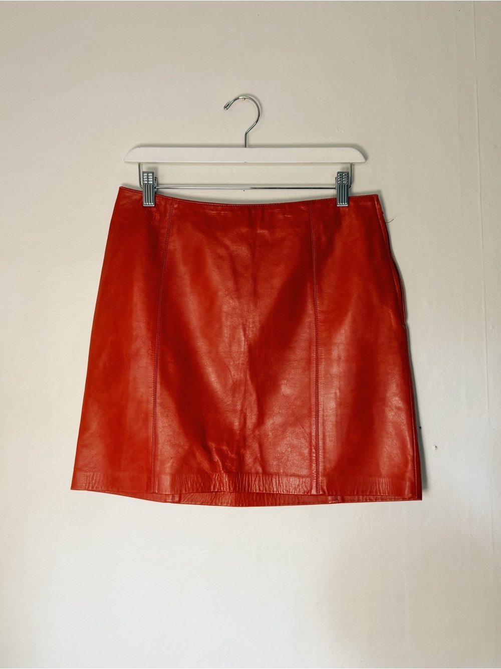 Danier Chili Red Leather Skirt